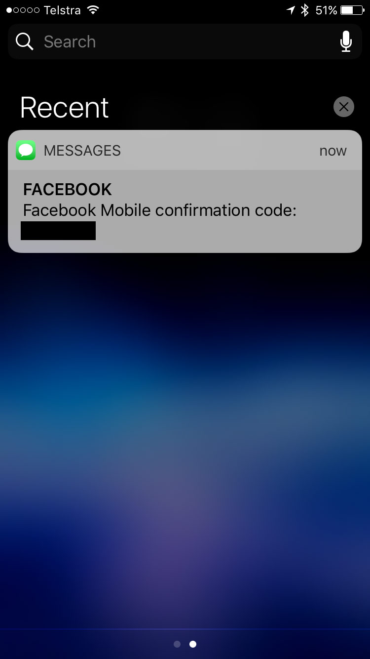 Reset code displayed on lock screen